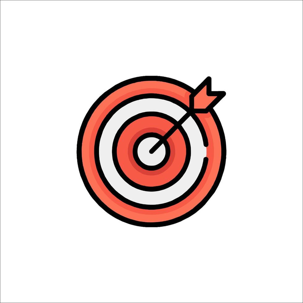 A red and white target with an arrow in it vector