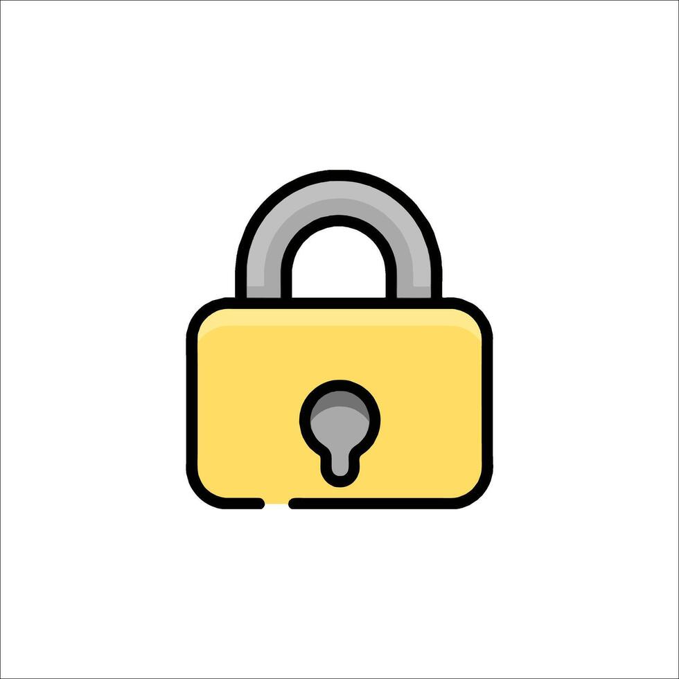 A yellow padlock icon on a white background vector