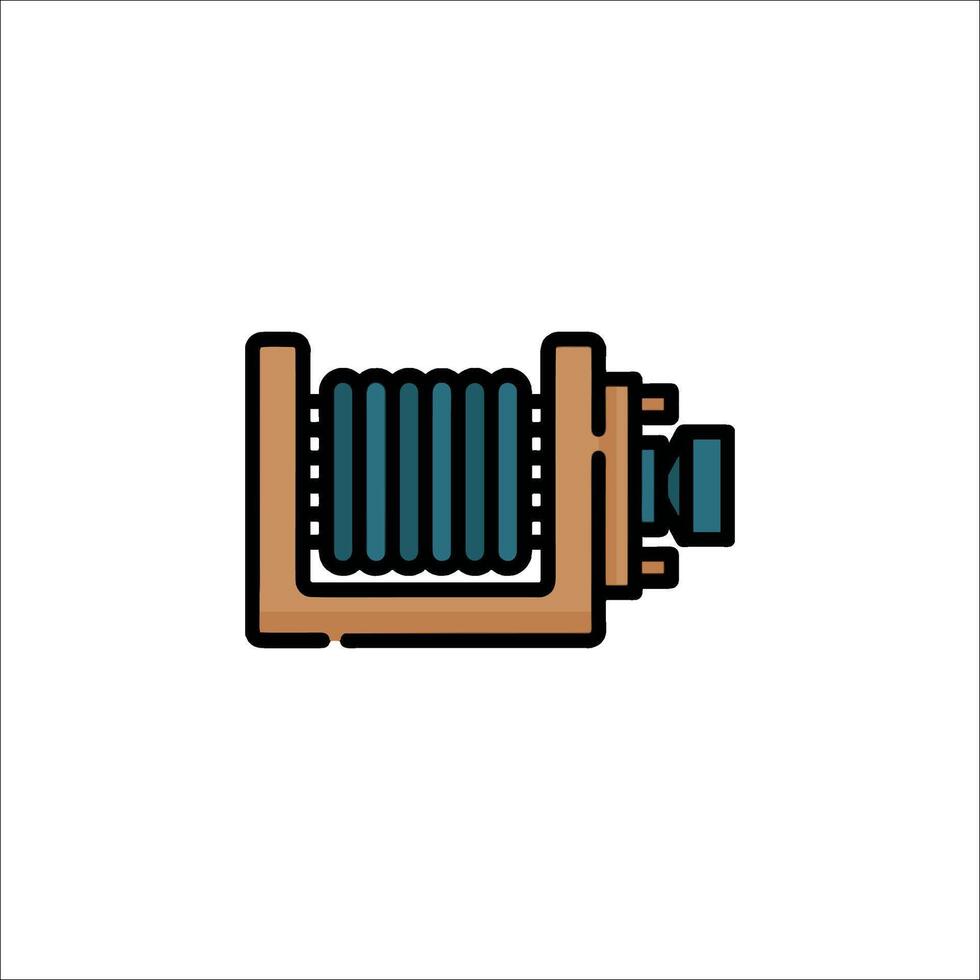 A drawing of a machine with a reel on it vector