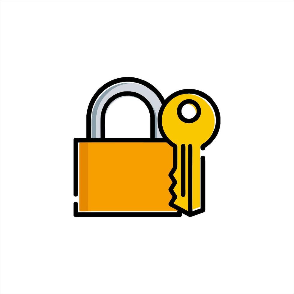 A lock and key icon on a white background vector