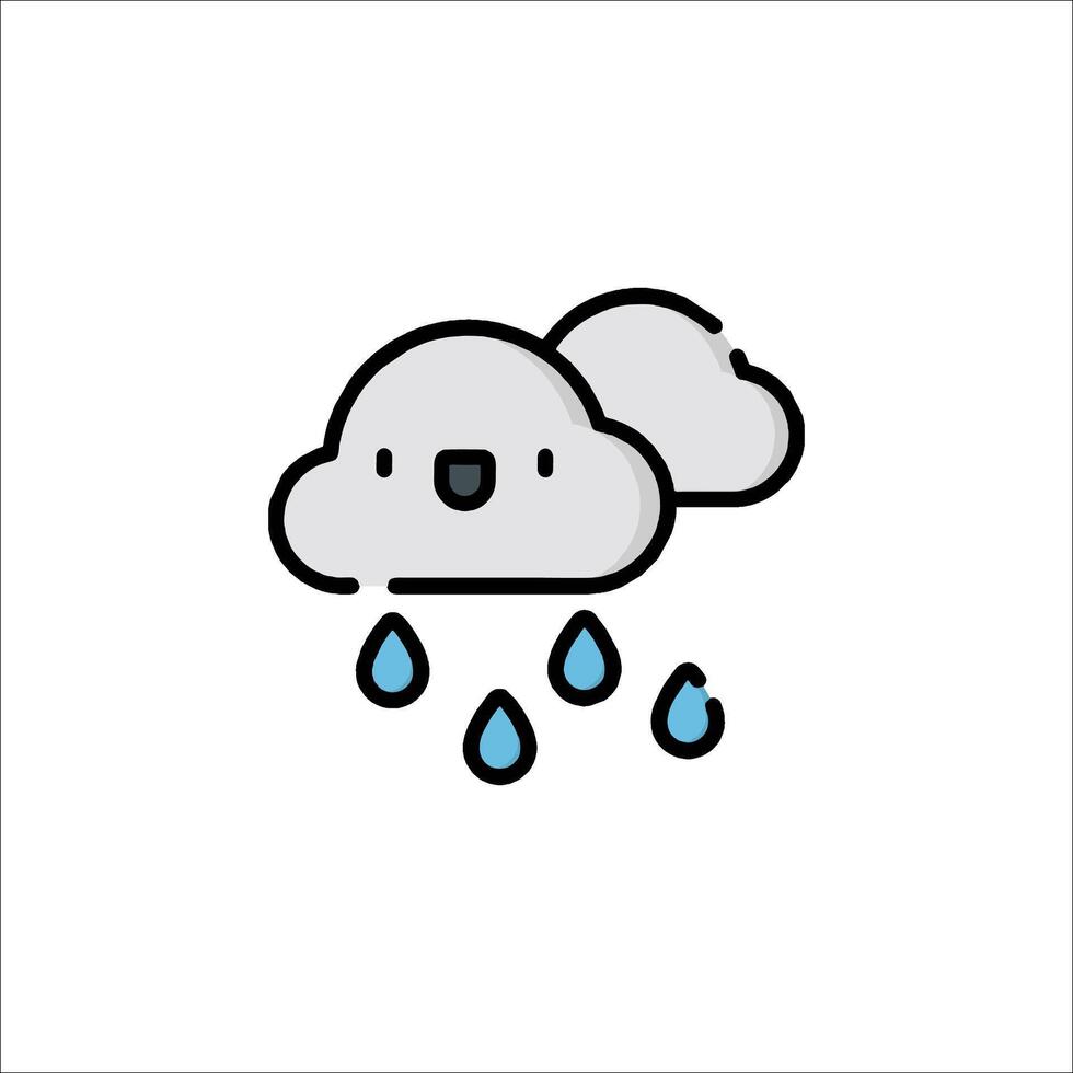 A cartoon cloud with rain drops on it vector