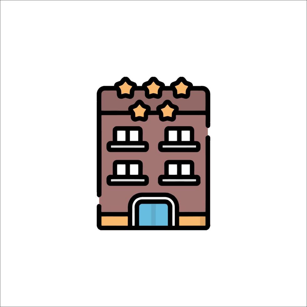 A hotel building icon with stars on it vector