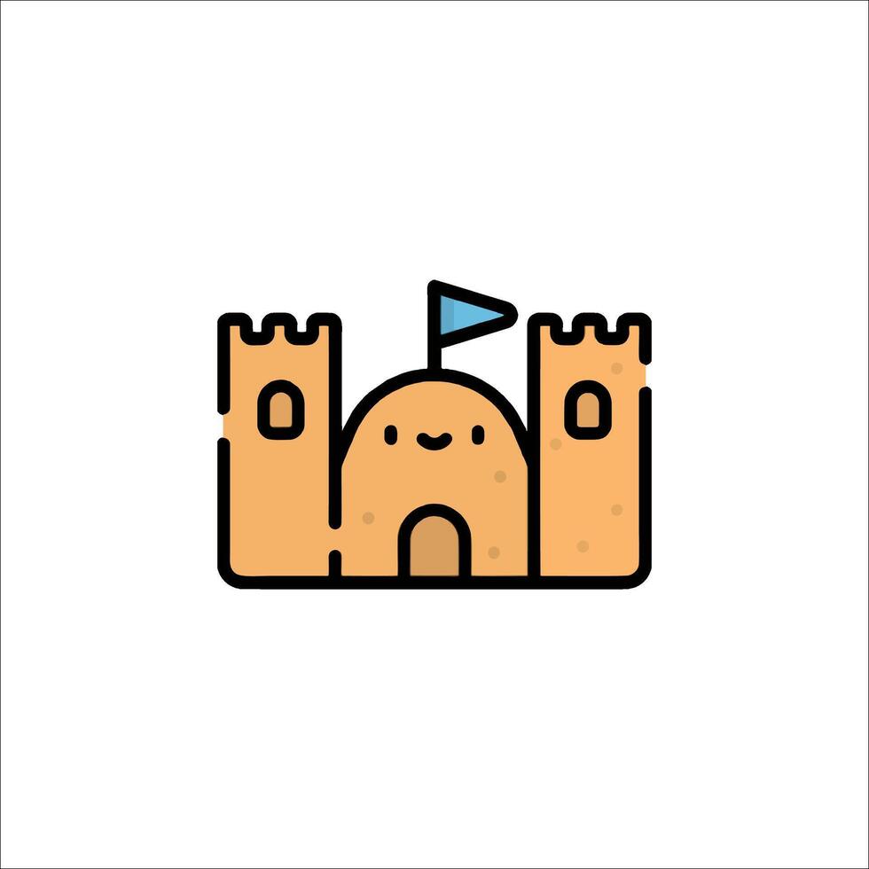 A cartoon castle with a flag on top vector
