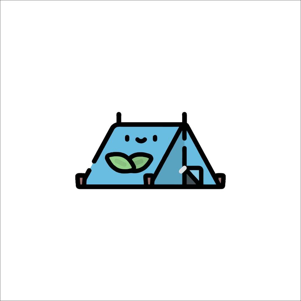 A cute little tent with a plant inside vector