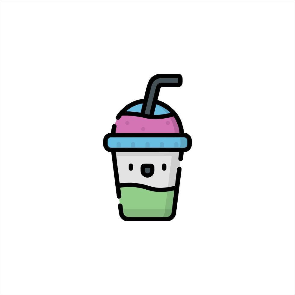 A colorful drink with a straw and a straw vector