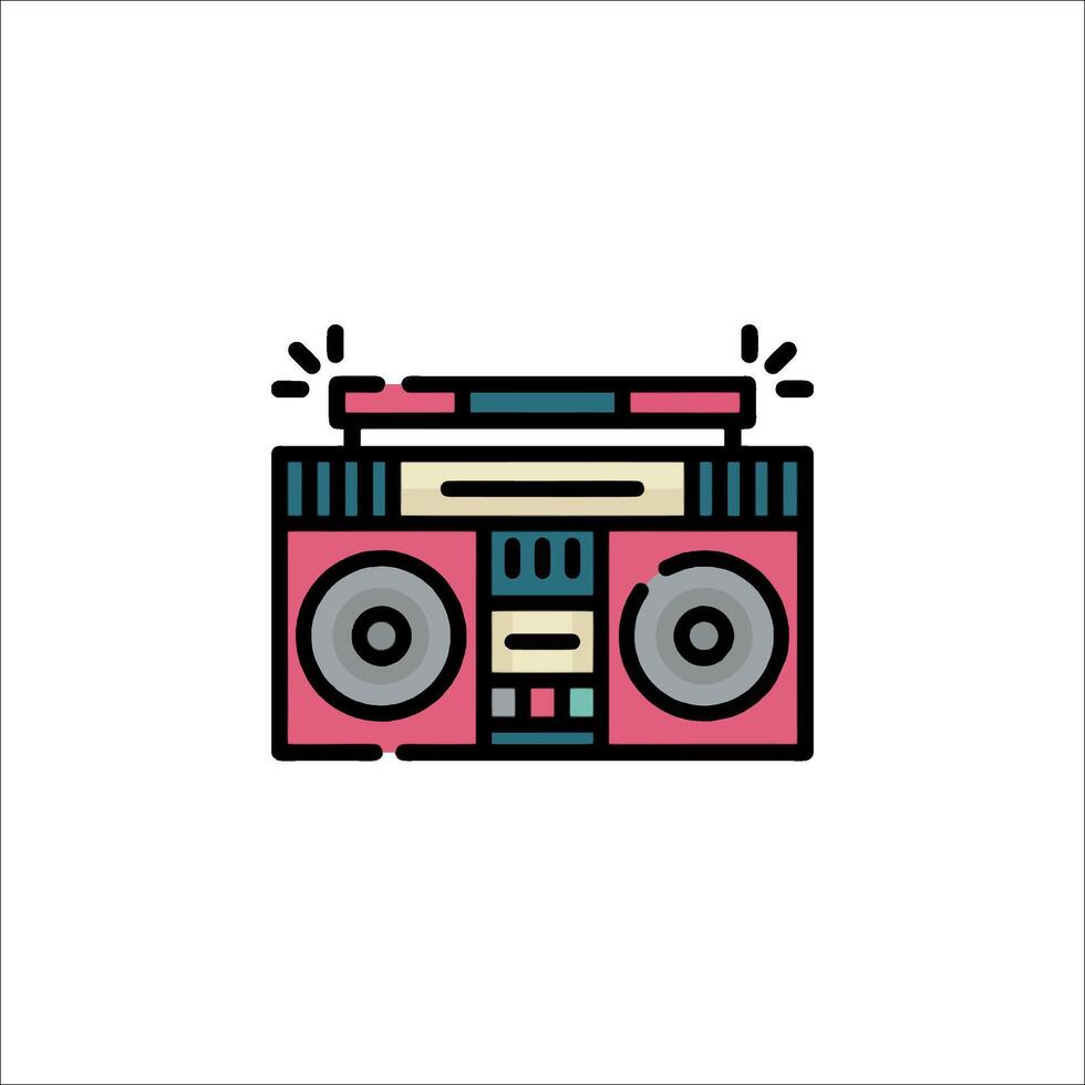 A colorful icon of a boombox on a white background vector