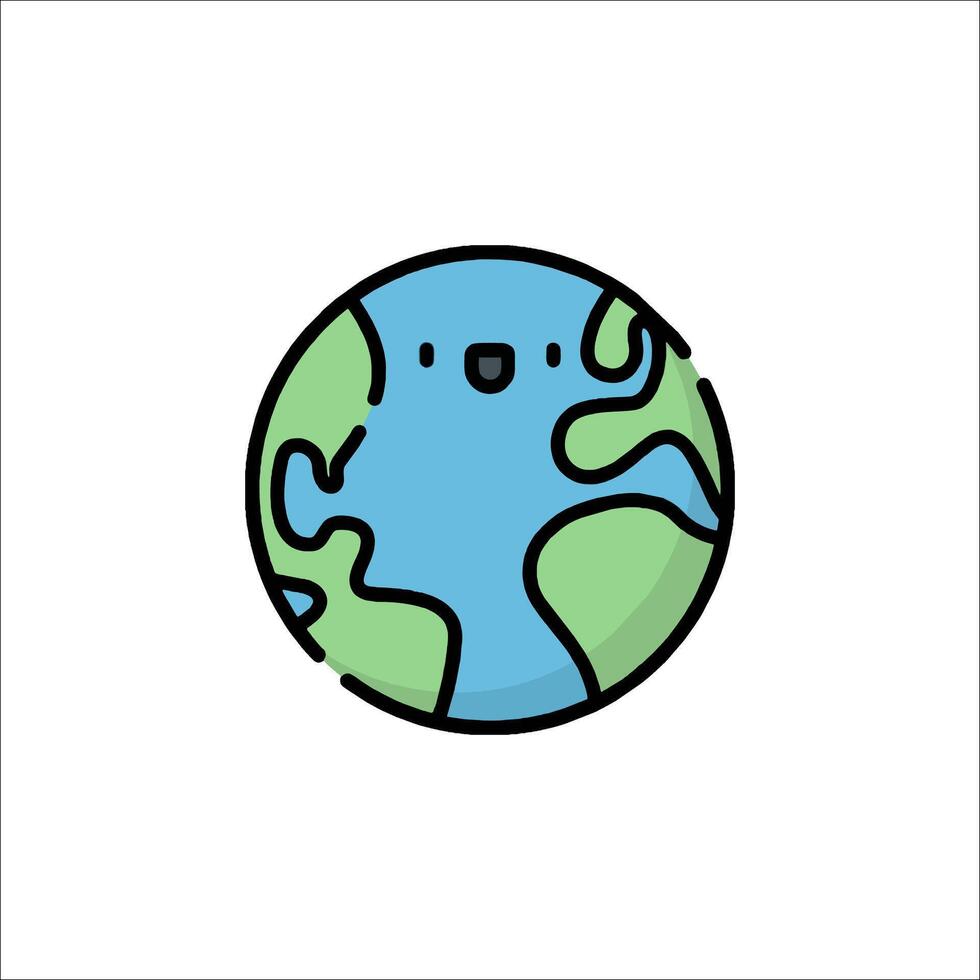 A cartoon earth with a smiley face vector