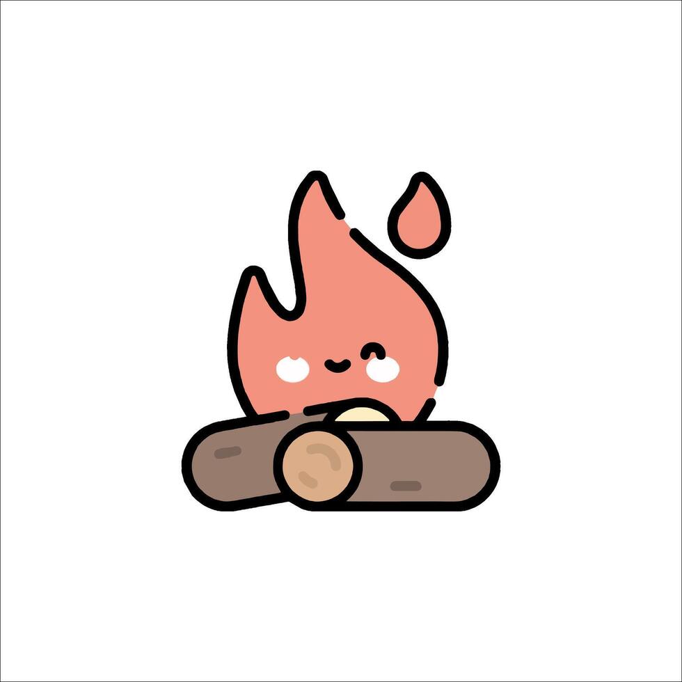 A cartoon fire with a face on it vector