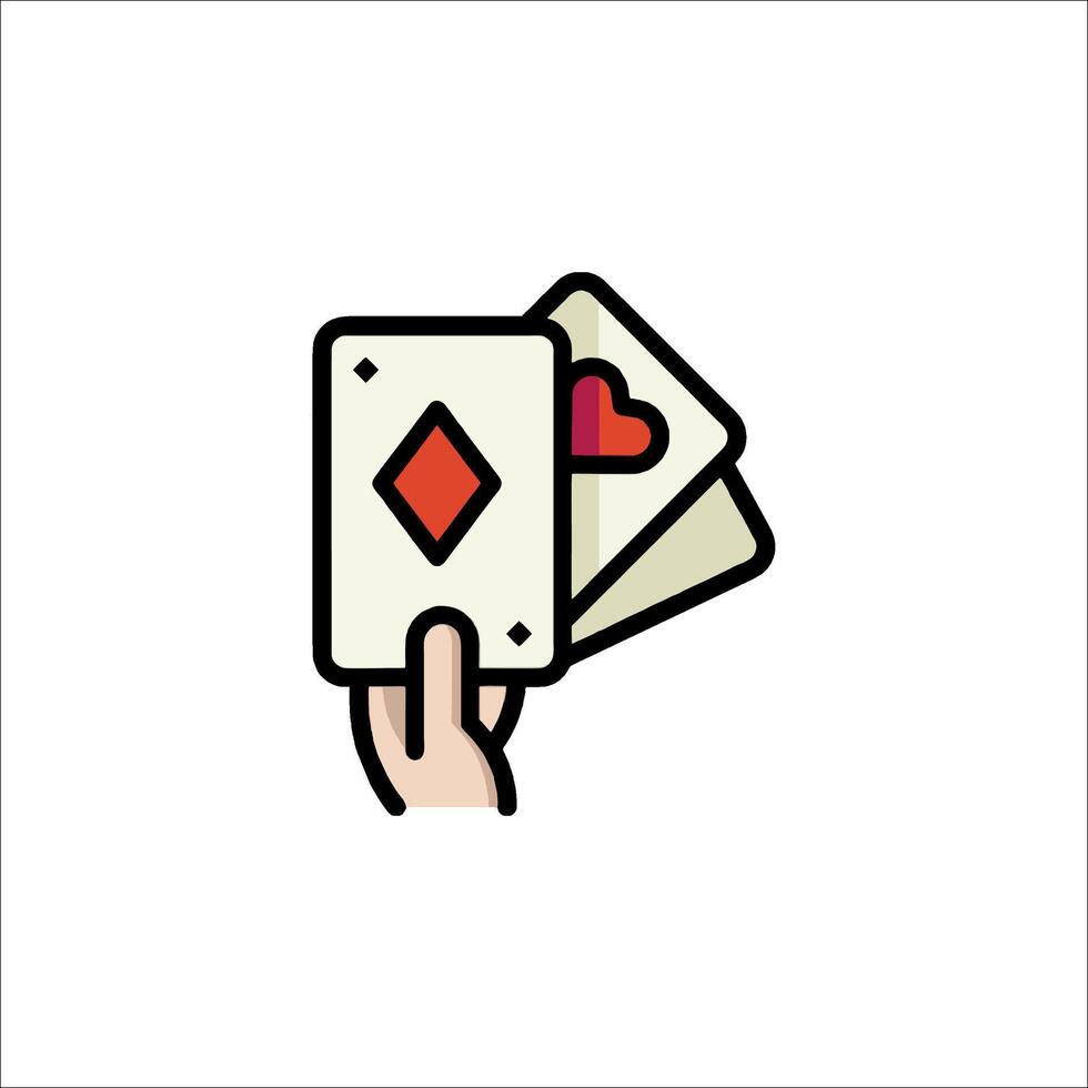 A hand holding a pair of playing cards vector