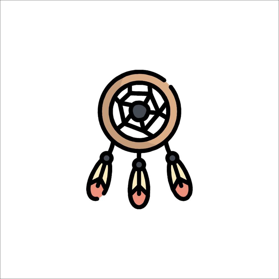 A dream catcher icon with a feather on it vector
