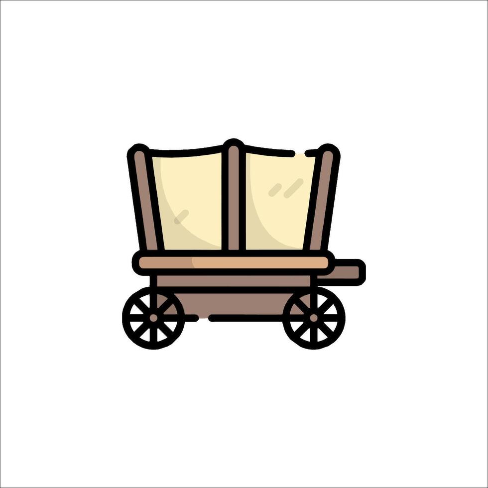 An old covered wagon icon on a white background vector
