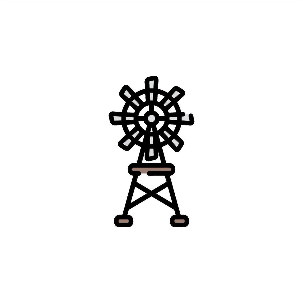 A black and white drawing of a windmill vector