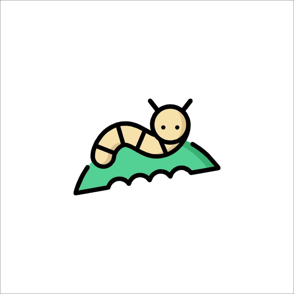 A caterpillar is sitting on a green leaf vector
