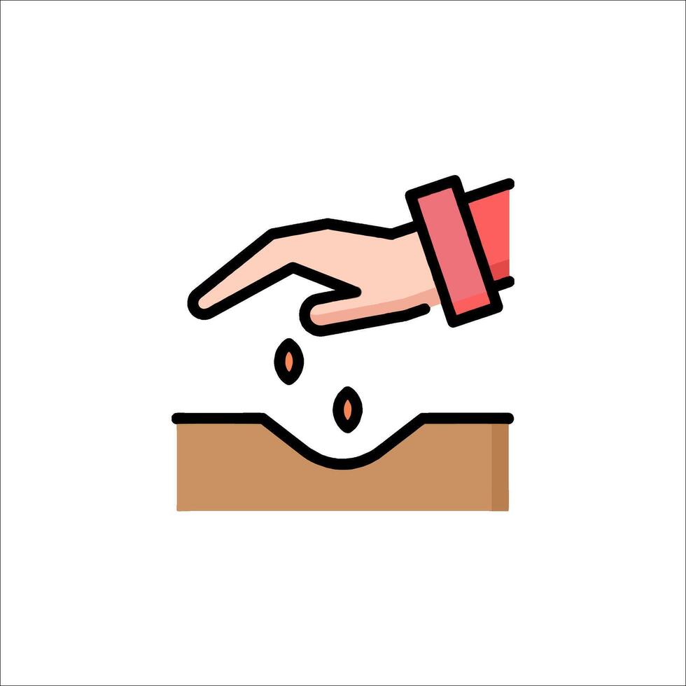 A hand is pouring water into a bowl vector