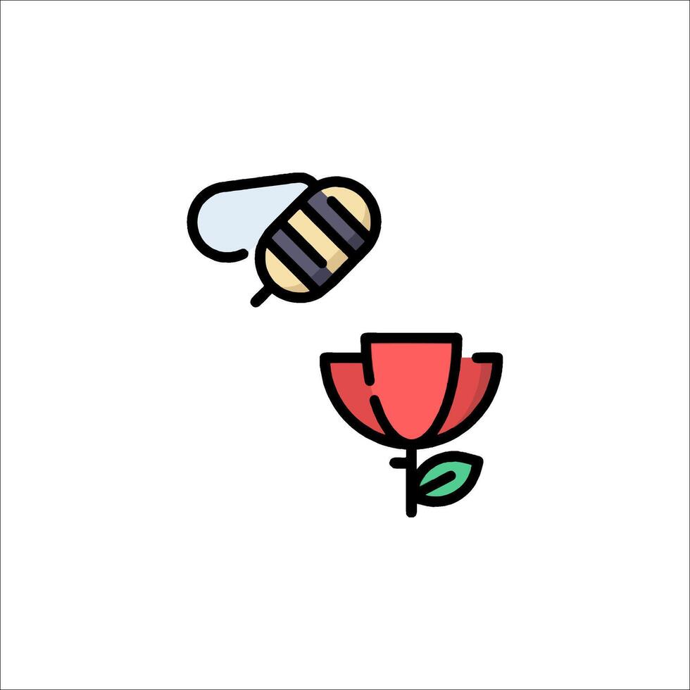 Bee and flower icon illustration vector