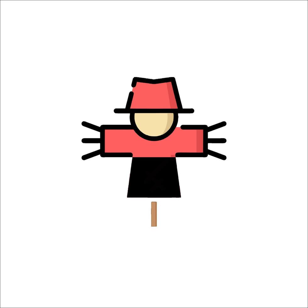 Scarecrow icon with red hat and black shirt vector