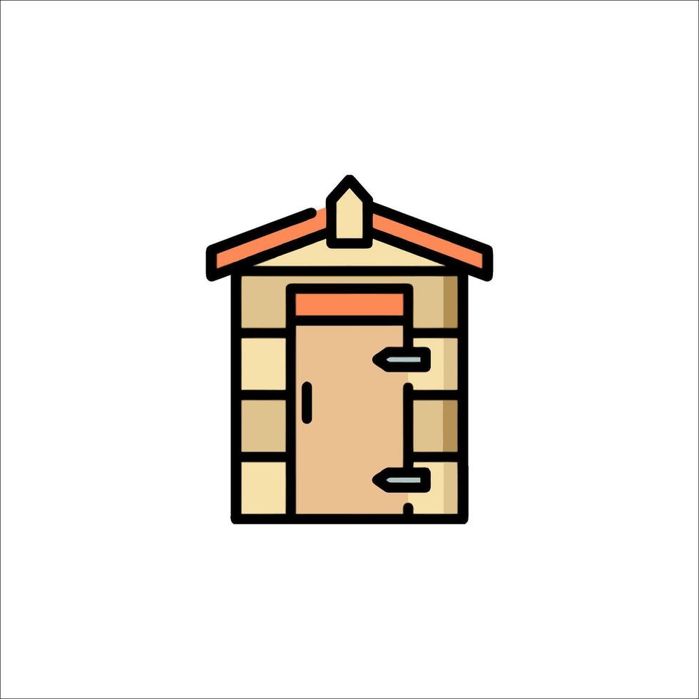 A small house with a door and a window vector