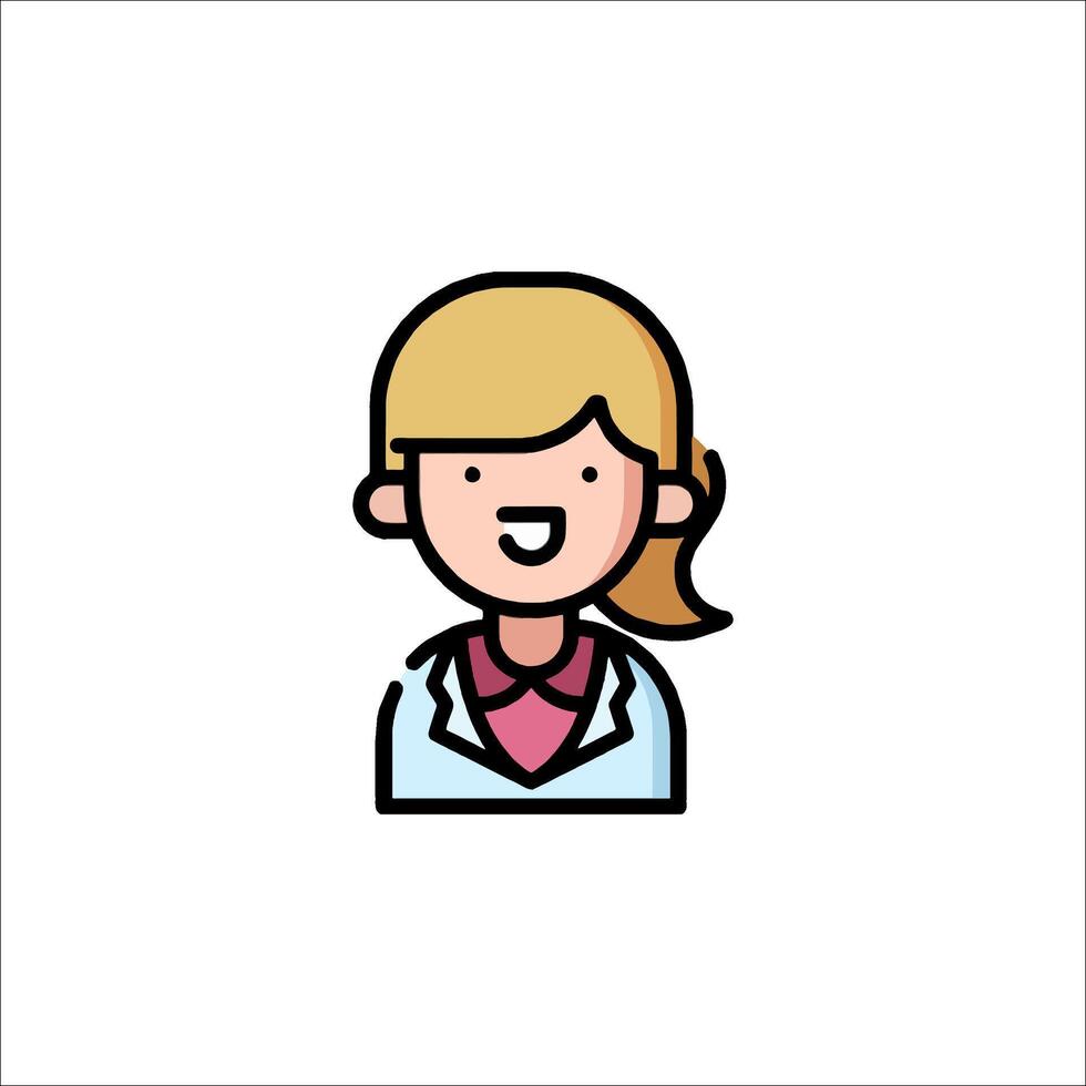A woman in a lab coat icon vector
