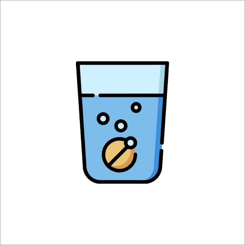 A glass of water with pills in it vector