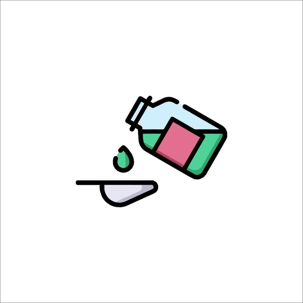 A bottle of liquid being poured into a bowl vector