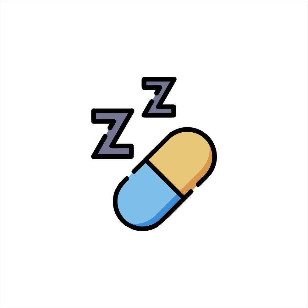 Pill and sleep icon illustration vector