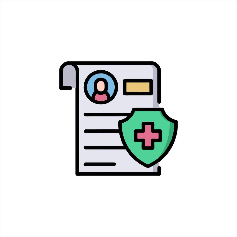 A medical document with a shield icon vector