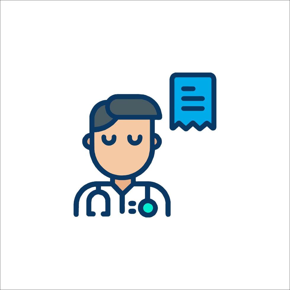 A doctor with a stethoscope and a note icon vector
