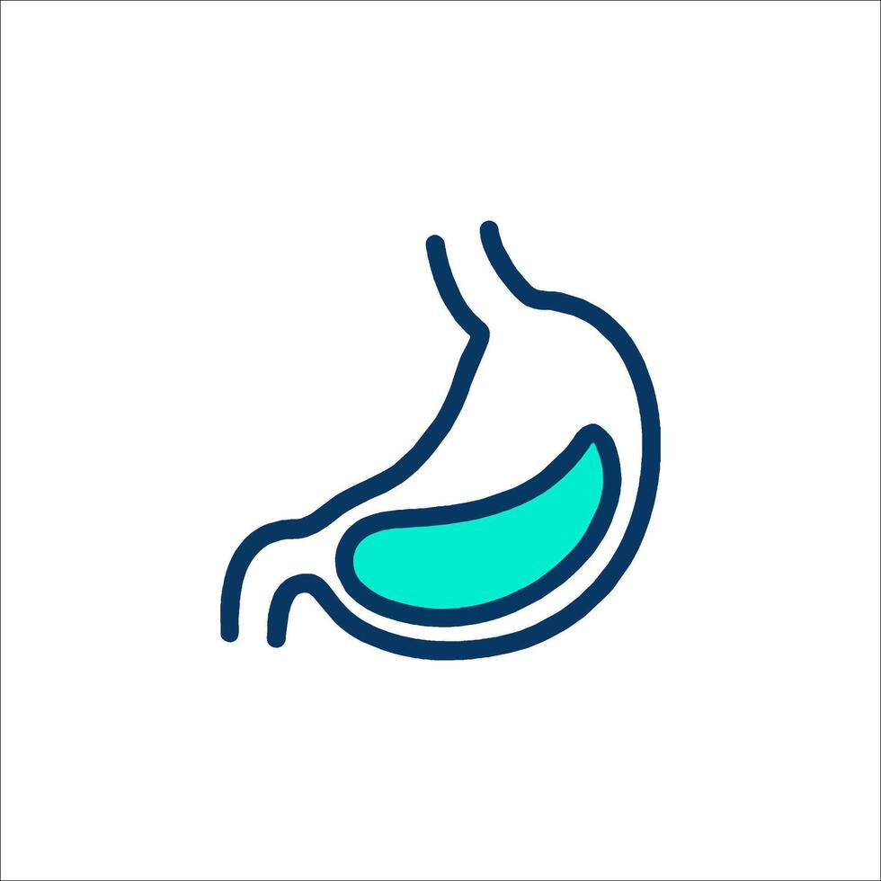 The stomach icon, with a blue outline vector