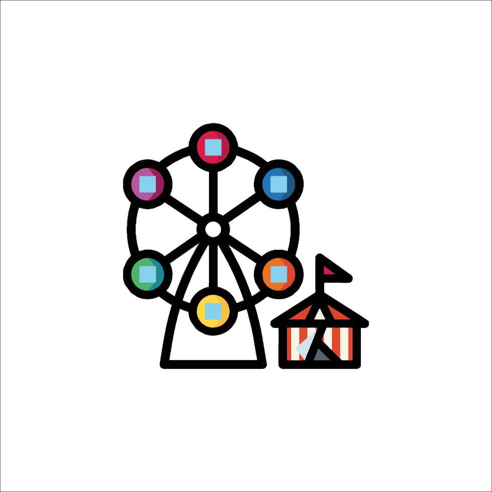 A ferris wheel and a carnival ride icon vector