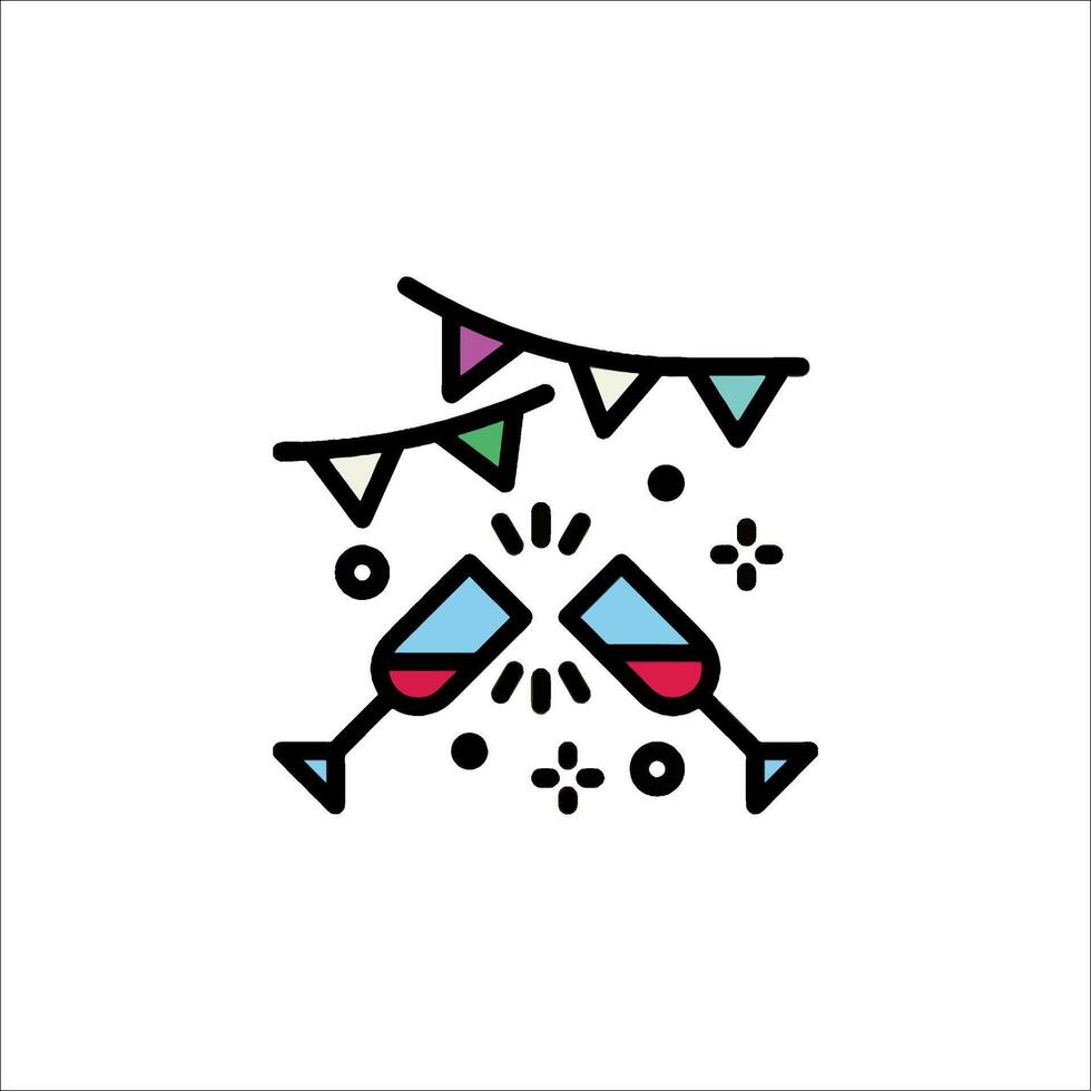 A colorful icon of two glasses of wine vector