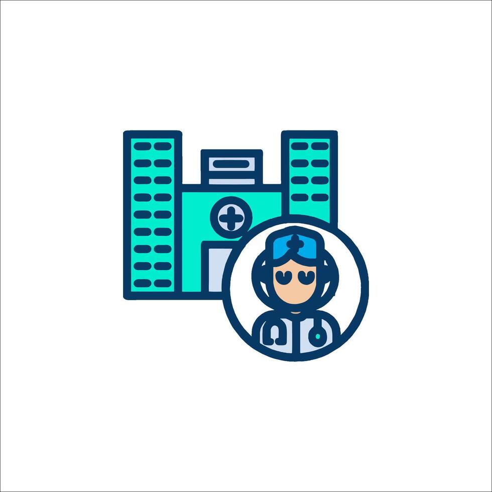 A doctor in a hospital with a patient icon vector