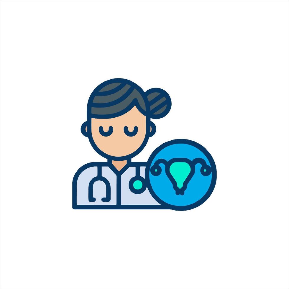 A doctor holding a woman's uterus icon vector