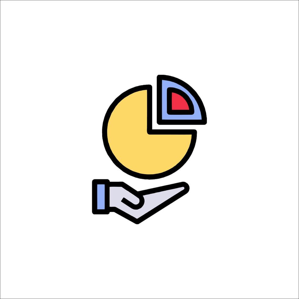 A hand holding a pie chart icon vector