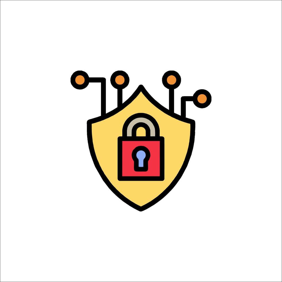 A shield with a padlock on it vector