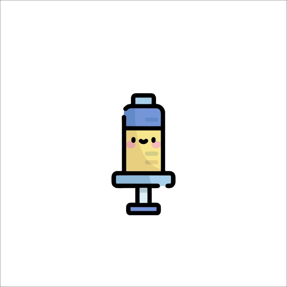 A cartoon character holding a syringe vector