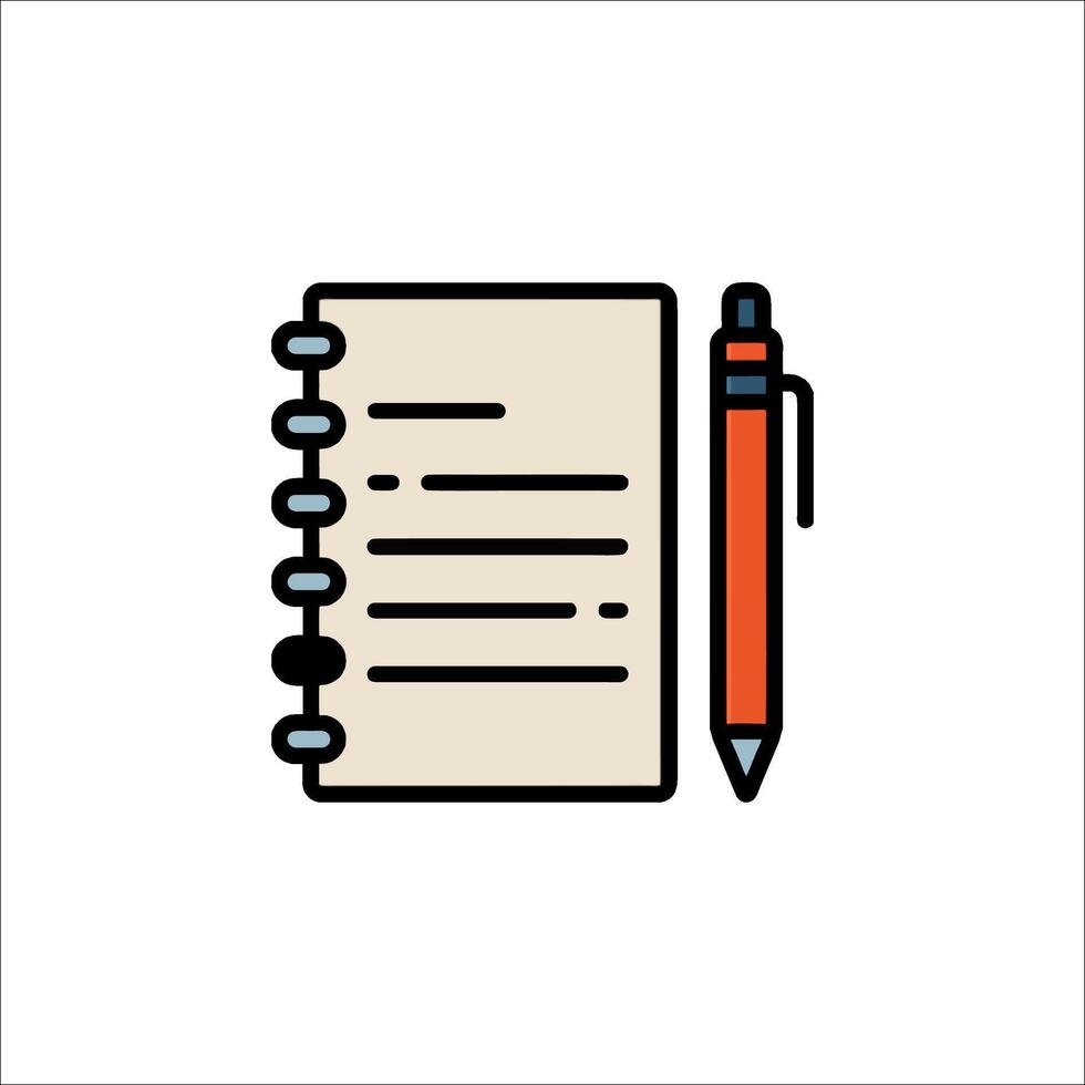 Notebook and pen icon illustration vector
