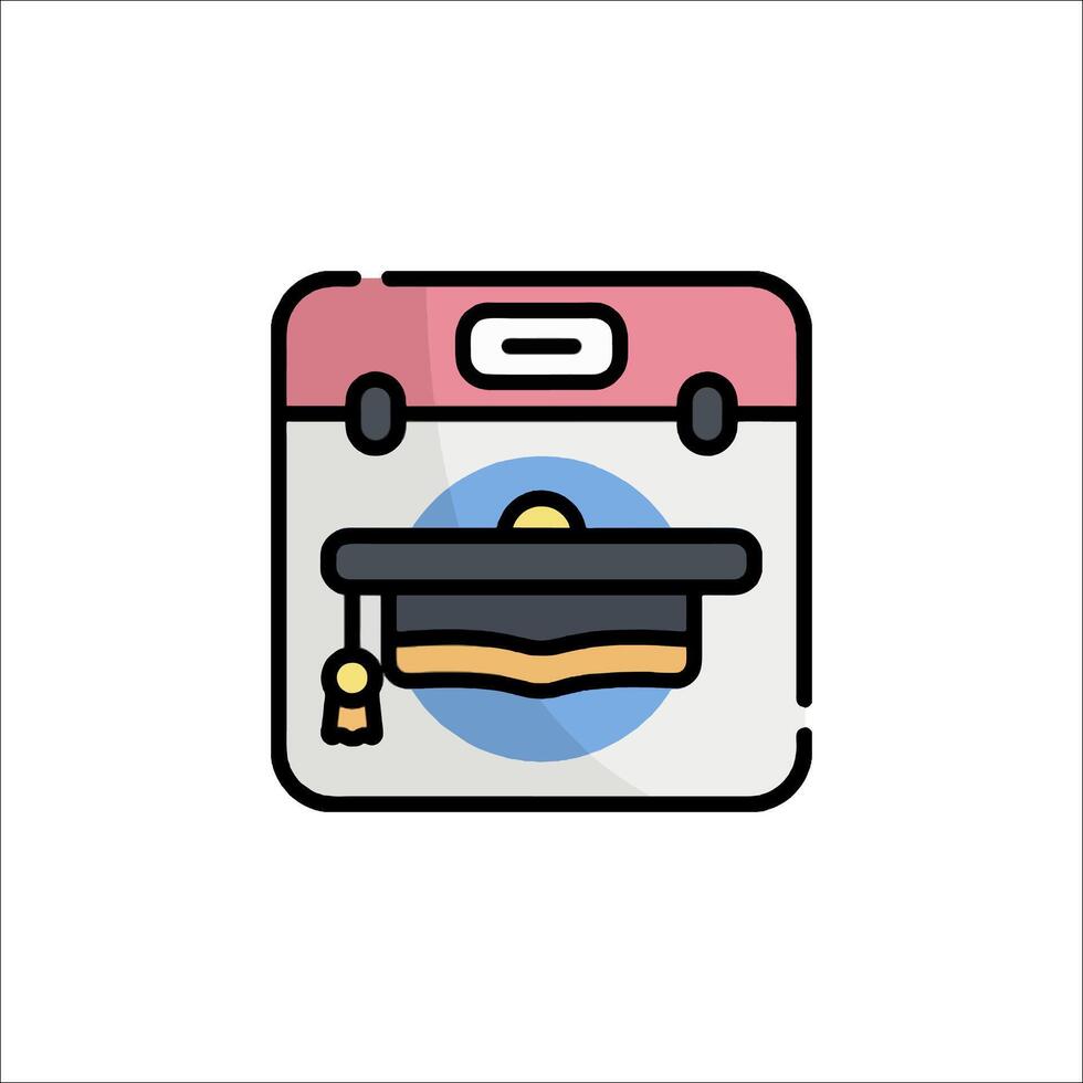 A calendar icon with a hat on it vector