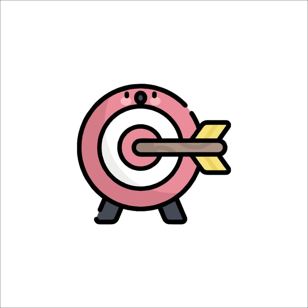 A pink and yellow arrow with a target on it vector
