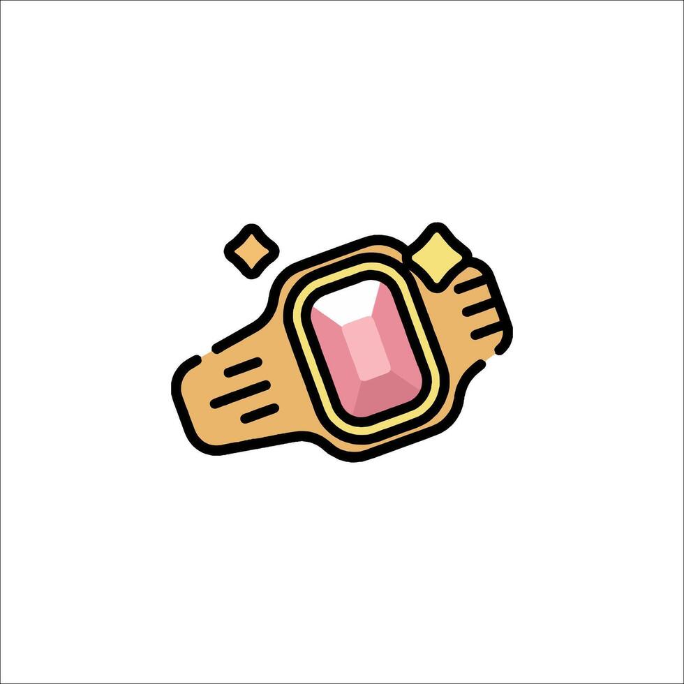 A gold ring with a pink stone on it vector