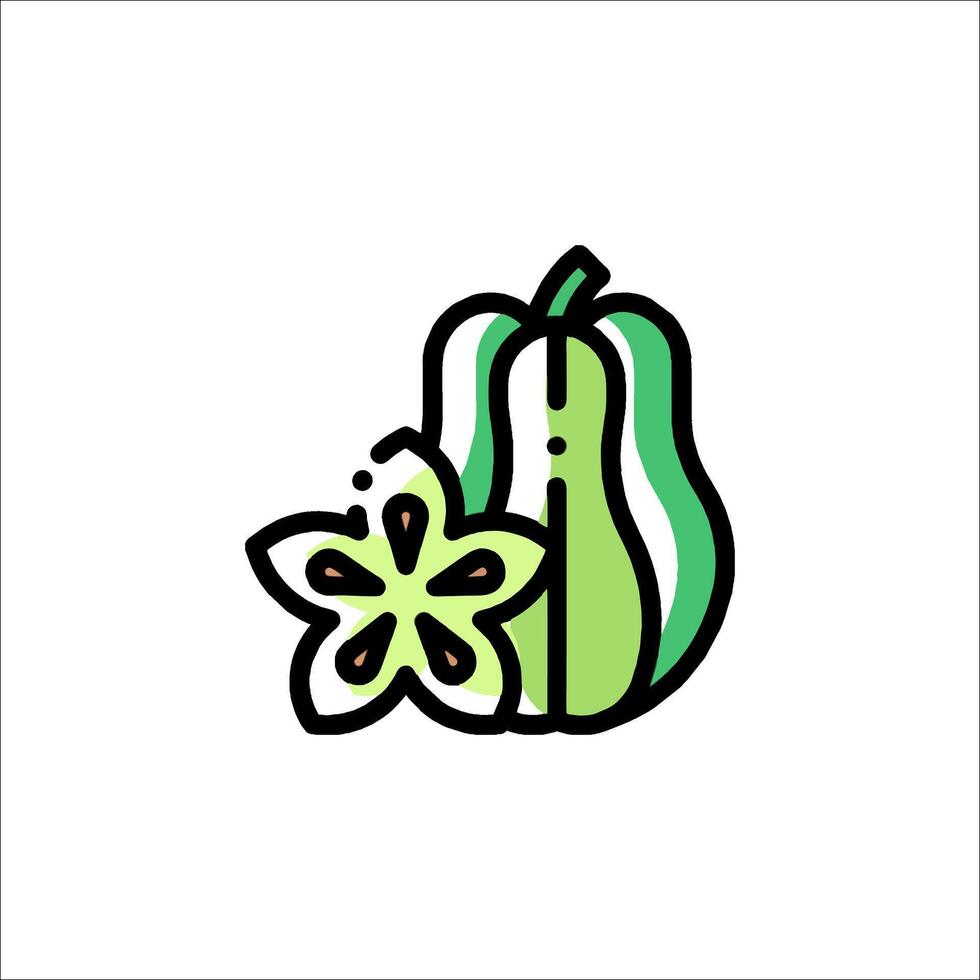 A green and white fruit with a flower on it vector