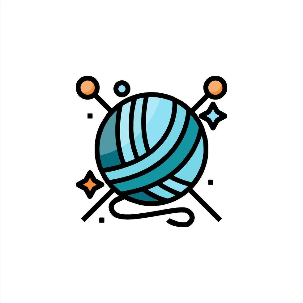 A ball of yarn with two knitting needles vector