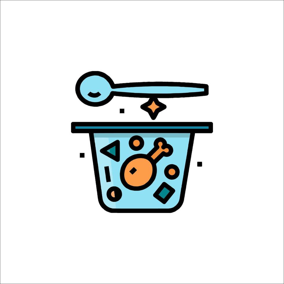 A bucket with food and a spoon in it vector