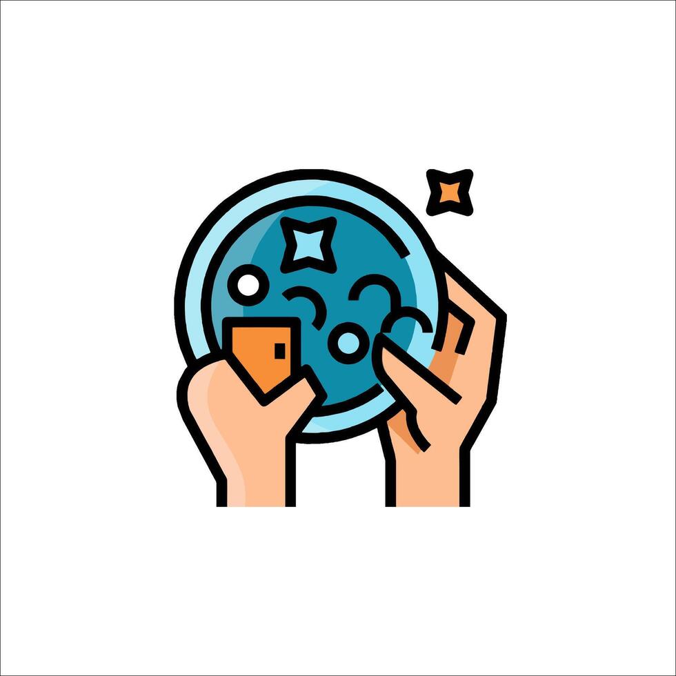 A hand holding a plate with a star on it vector