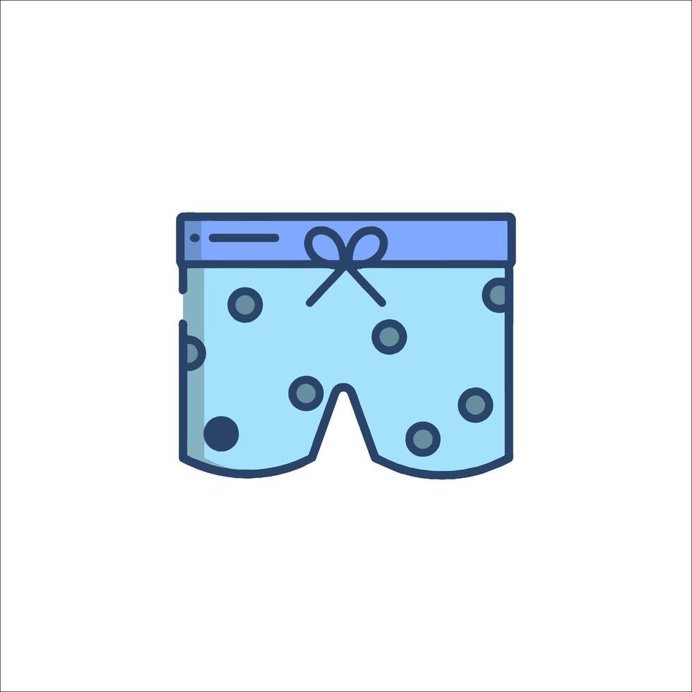 A blue polka dot swim trunks with a bow vector