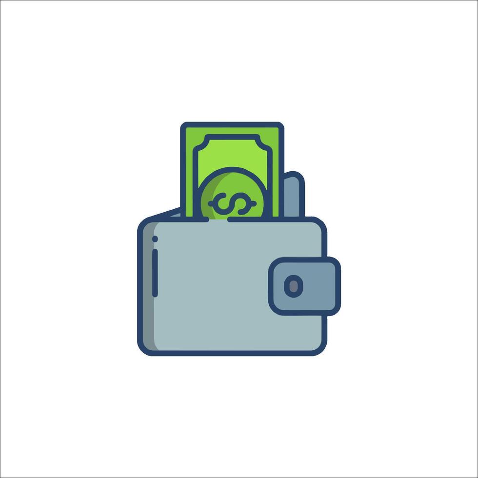 Wallet icon with money in it vector