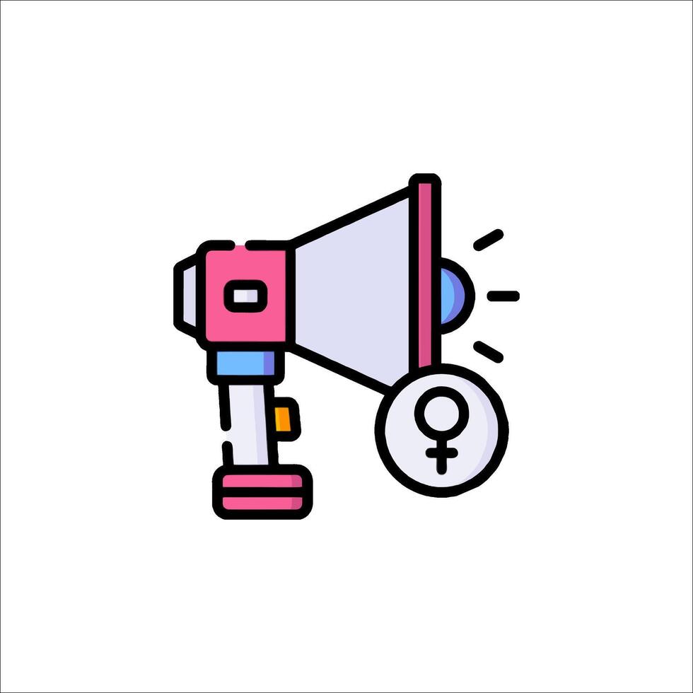 A pink megaphone with a female symbol on it vector