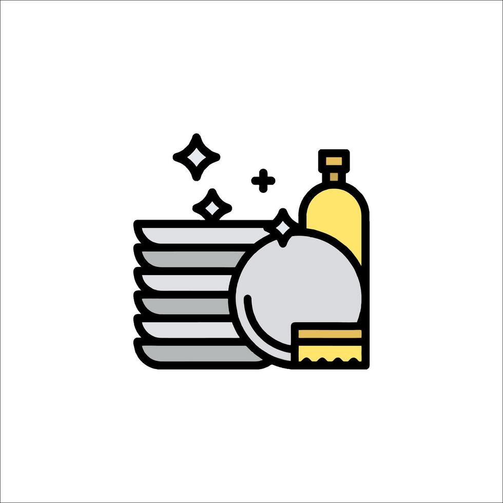 A line icon of a bottle and a plate vector