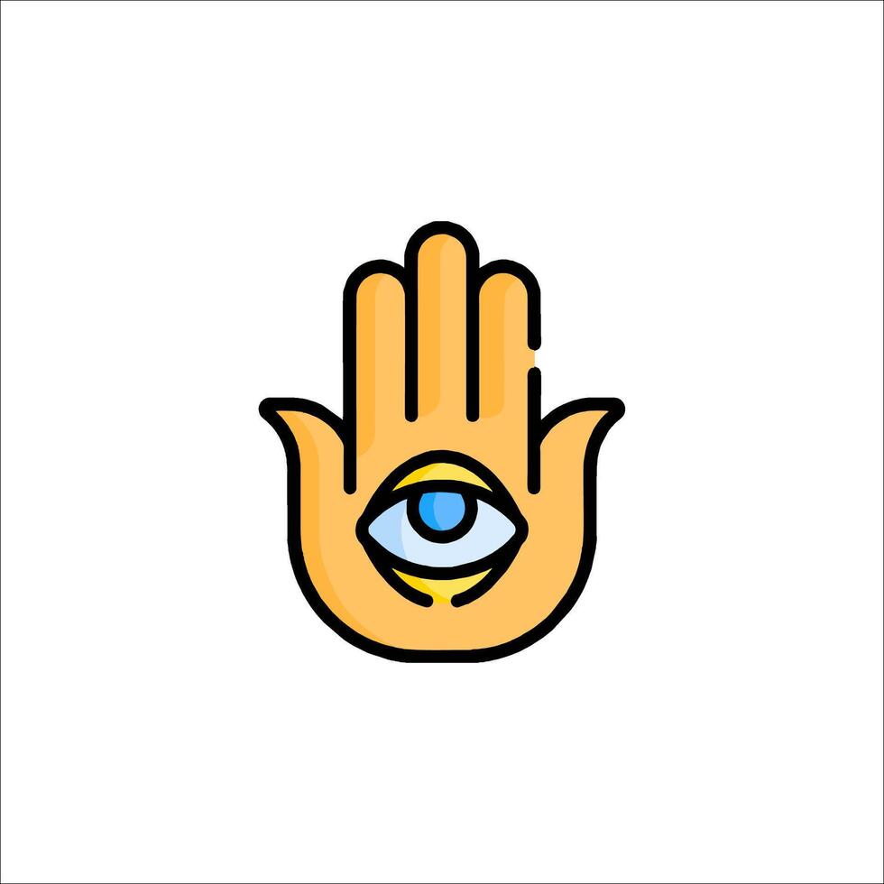 A hand with an eye on it, with a yellow background vector