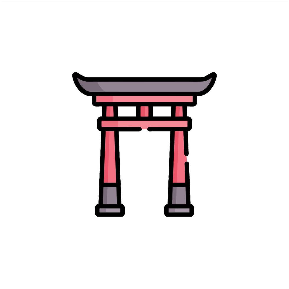 Japanese tori gate icon illustration vector