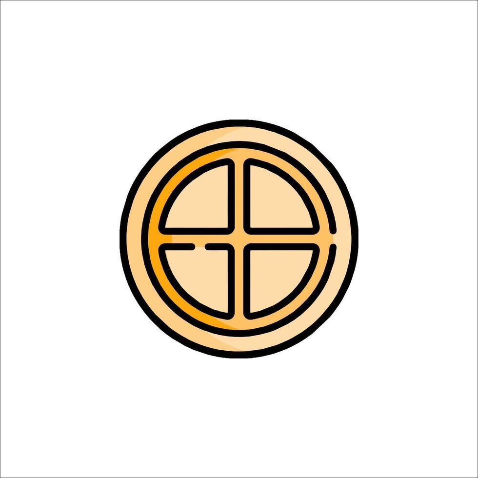 A circle with four squares on it vector